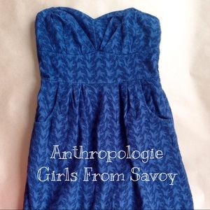 Anthropologie Girls from Savoy eyelet Dress blue
